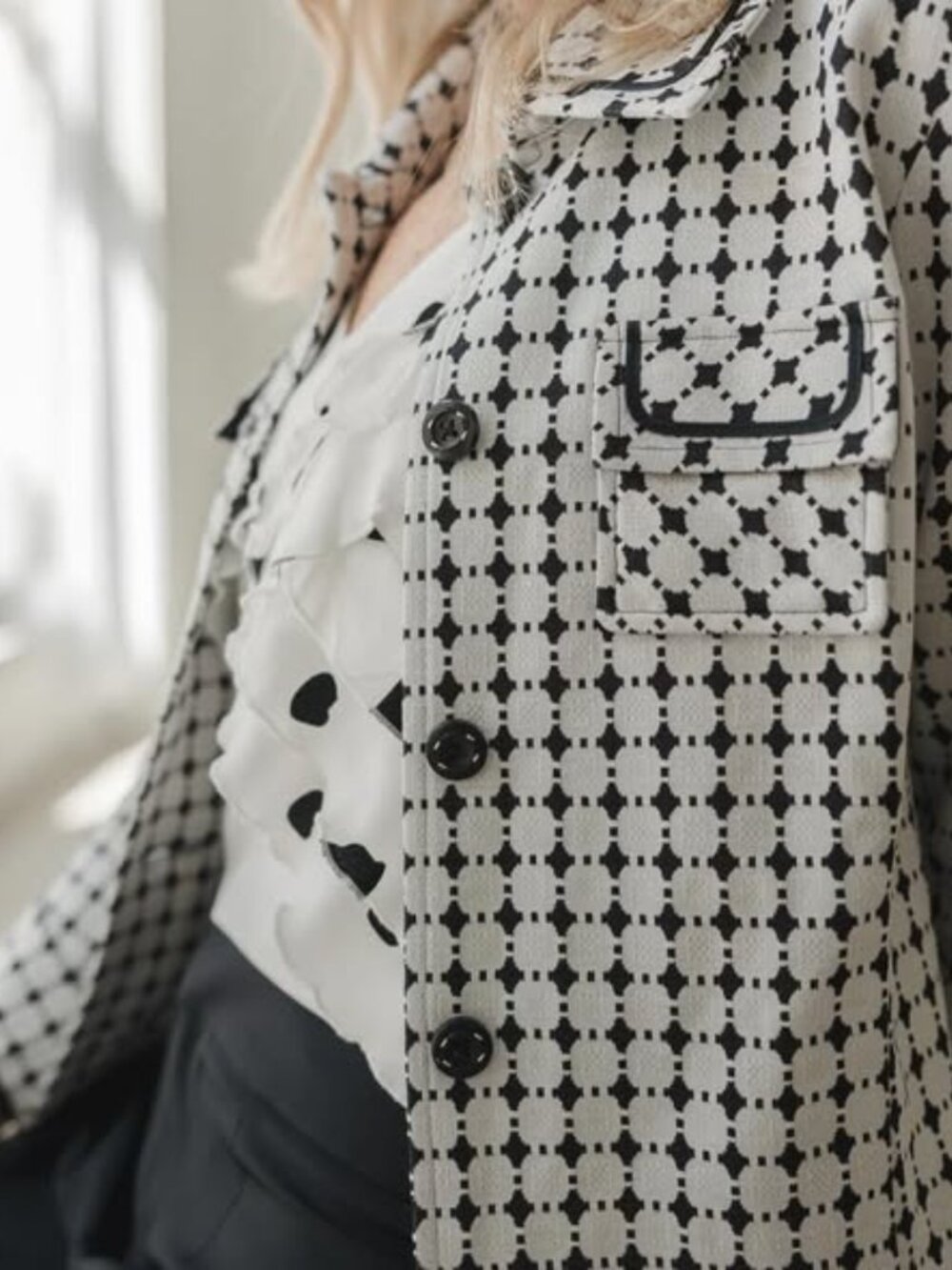CABI Teatime Jacket Navy/White Size Small #6467 - Picture 4 of 12